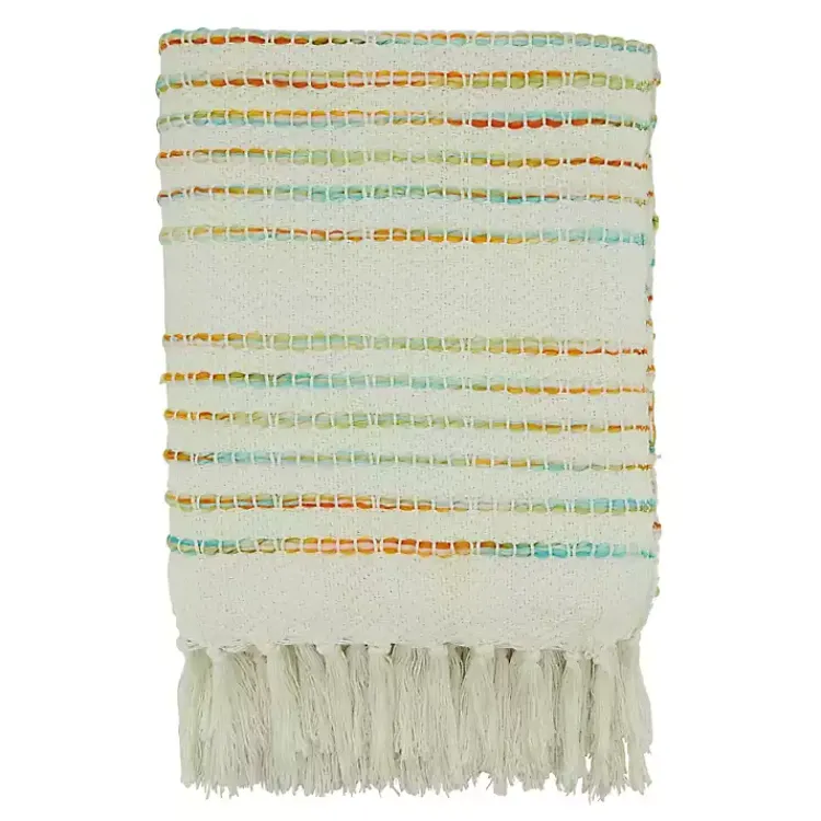 Sale Woven Rainbow Stripe Tassel Throw Blankets & Throws