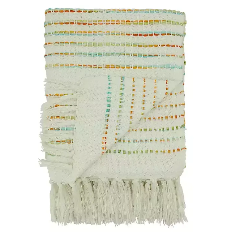 Sale Woven Rainbow Stripe Tassel Throw Blankets & Throws