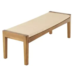 Kirklands Home Benches & Ottomans|Woven Rope and Birch Wood Bench Tan