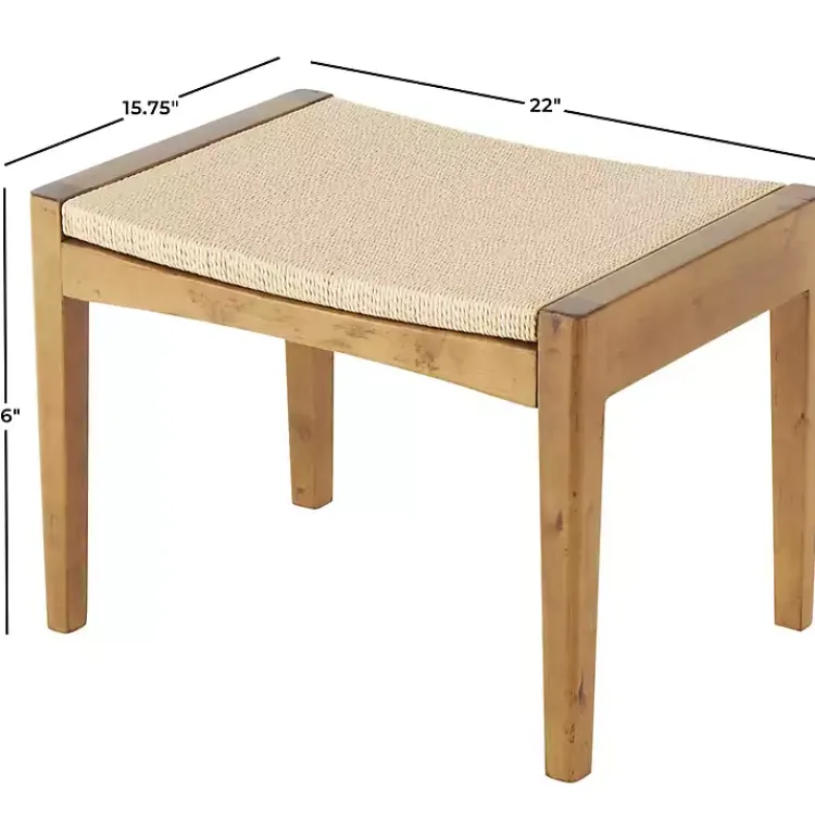 Kirklands Home Benches & Ottomans|Woven Rope and Birch Wood Stool Ottoman Brown