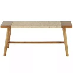 Kirklands Home Benches & Ottomans|Woven Rope Narrow Wood Bench Tan