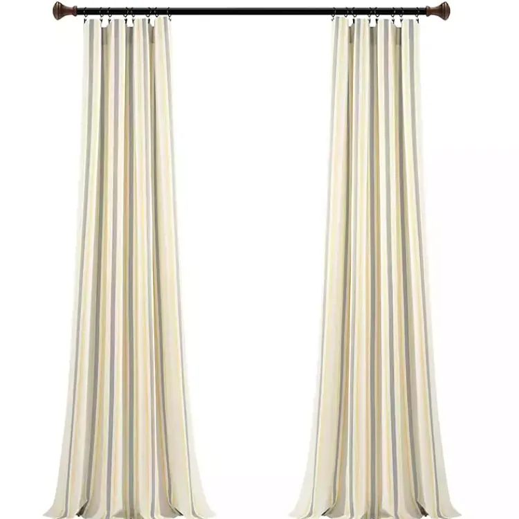 Kirklands Home Curtains & Drapes|Yellow & Gray Farmhouse Curtain Panel Set, 95 in.