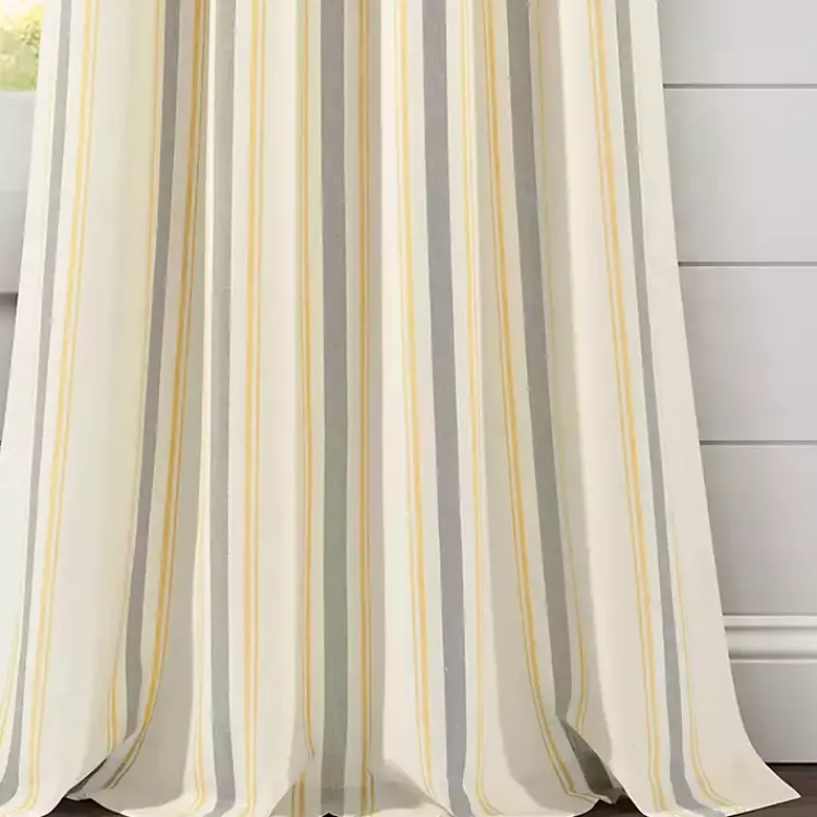 Kirklands Home Curtains & Drapes|Yellow & Gray Farmhouse Curtain Panel Set, 95 in.
