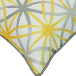 Kirklands Home Outdoor Cushions & Pillows|Yellow & Gray Geometric Flowers Outdoor Pillow