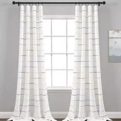 Kirklands Home Curtains & Drapes|Yellow and Gray Stripe Curtain Panel Set, 95 in.