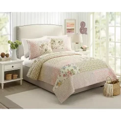 Kirklands Home Quilts|Yellow and Pink Patchwork Blooms Full/Queen Quilt