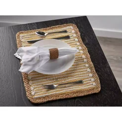 Kirklands Home Table Linens|Yellow and White Striped Placemats, Set of 4