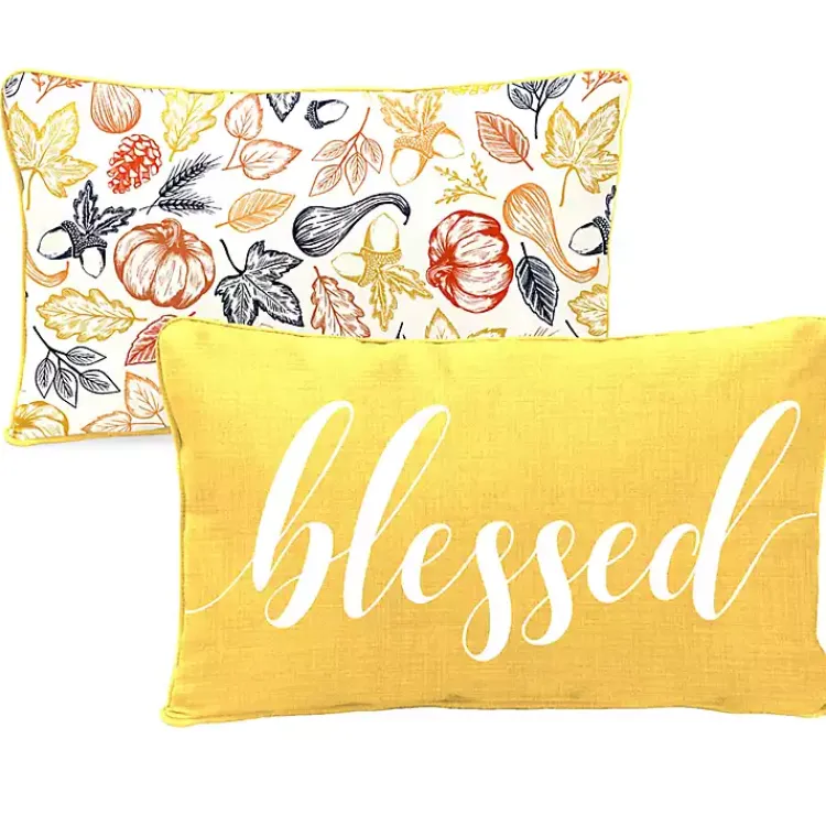 Kirklands Home Outdoor Cushions & Pillows|Yellow Blessed Outdoor Lumbar Pillow