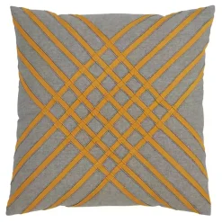 Clearance Yellow Crosshatch Stitch Cotton Throw Pillow Pillows
