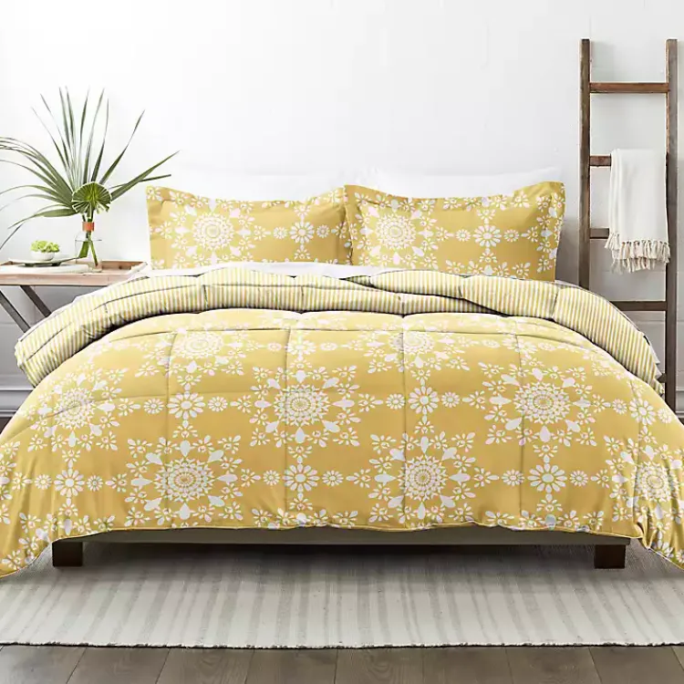 Kirklands Home Comforters|Daisy Medallion King 3-pc. Comforter Set Yellow