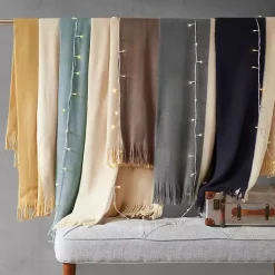 Hot Faux Cashmere Color Block Throw Blanket Blankets & Throws