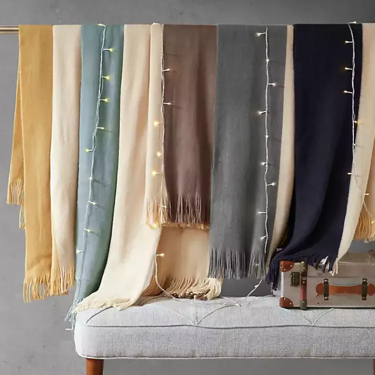 Hot Faux Cashmere Color Block Throw Blanket Blankets & Throws