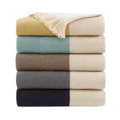 Hot Faux Cashmere Color Block Throw Blanket Blankets & Throws