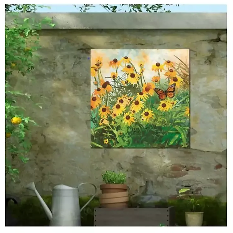 Kirklands Home Outdoor Wall Decor|Yellow Flowers Outdoor Canvas Art Print