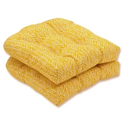 Kirklands Home Outdoor Cushions & Pillows|Herringbone Outdoor Seat Cushions, Set of 2 Yellow