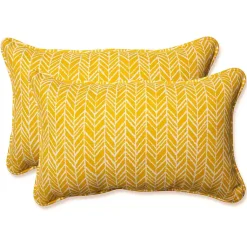 Kirklands Home Outdoor Cushions & Pillows|Herringbone Outdoor Lumbar Pillow Set Yellow