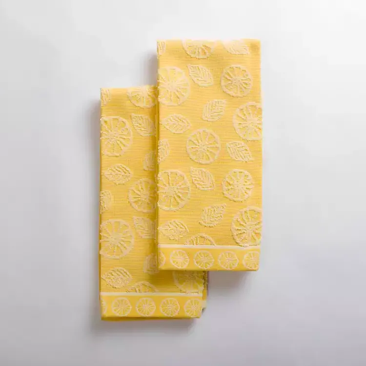 Kirklands Home Kitchen Accessories|Jacquard Lemons Kitchen Towels, Set of 2 Yellow