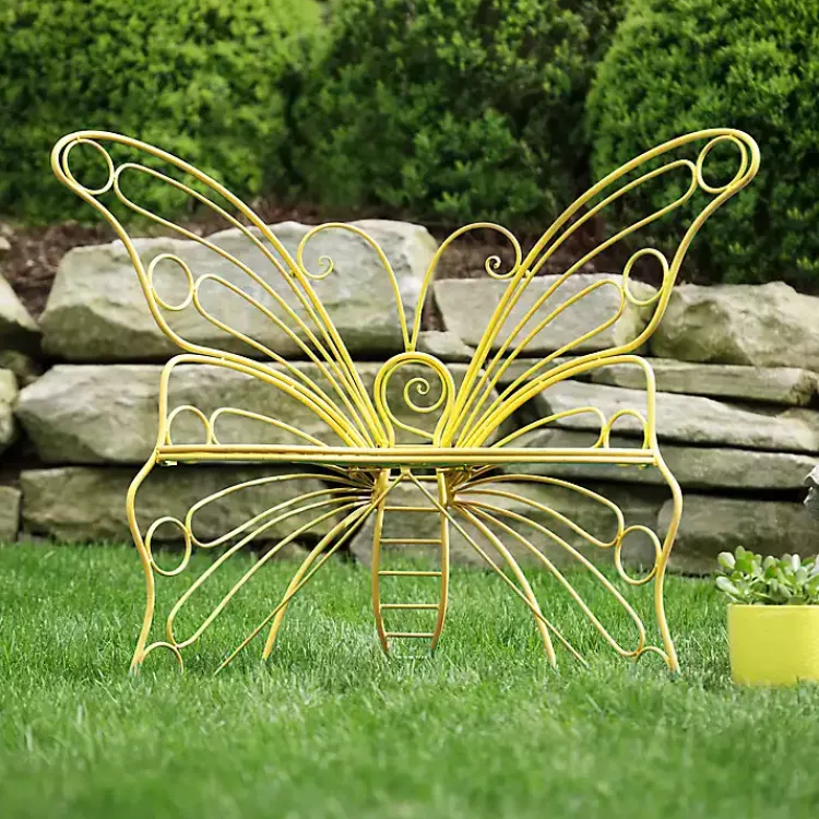 Kirklands Home Outdoor Seating|Metal Butterfly Garden Chair Yellow