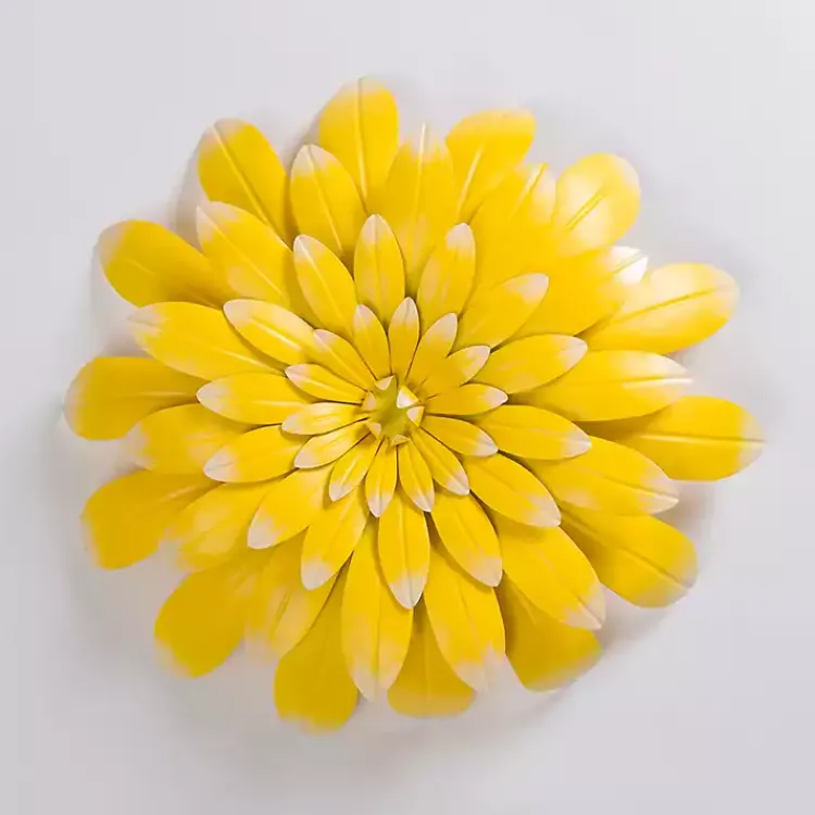 Kirklands Home Outdoor Wall Decor|Metal Flower Outdoor Wall Plaque Yellow