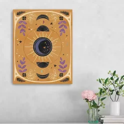 Clearance Yellow Moon Phases Canvas Art Print Halloween