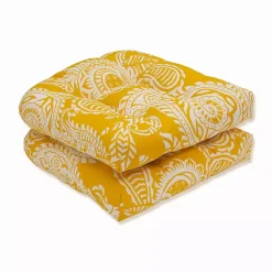 Kirklands Home Outdoor Cushions & Pillows|Yellow Paisley Outdoor Seat Cushions, Set of 2