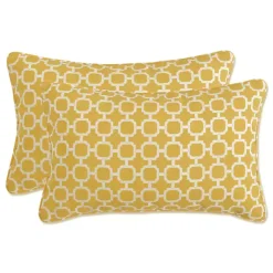 Kirklands Home Outdoor Cushions & Pillows|Pattern Outdoor Lumbar Pillows, Set of 2 Yellow