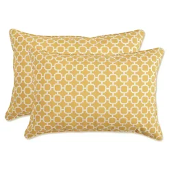 Kirklands Home Outdoor Cushions & Pillows|Pattern XL Outdoor Lumbar Pillows, Set of 2 Yellow