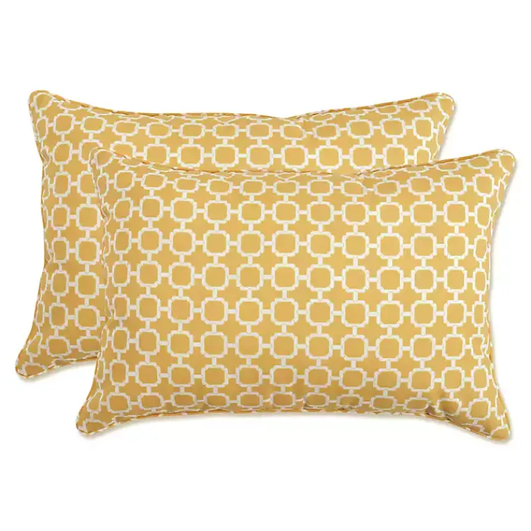 Kirklands Home Outdoor Cushions & Pillows|Pattern XL Outdoor Lumbar Pillows, Set of 2 Yellow