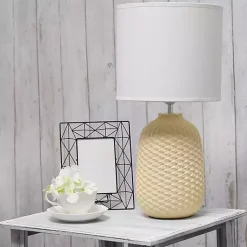 Kirklands Home Table Lamps|Purled Ceramic Table Lamp Yellow