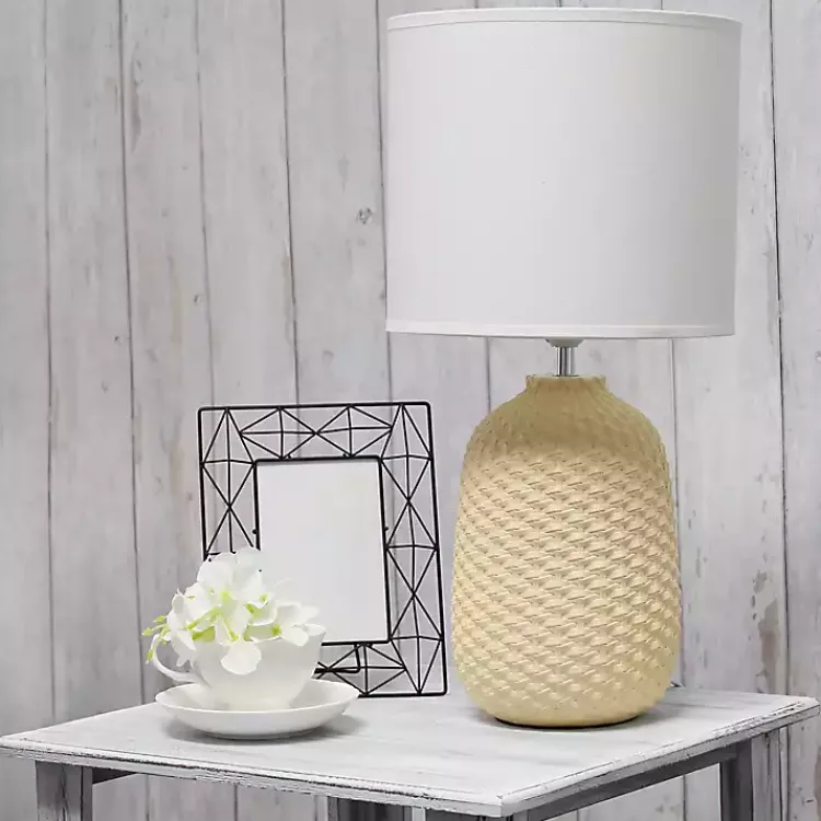 Kirklands Home Table Lamps|Purled Ceramic Table Lamp Yellow