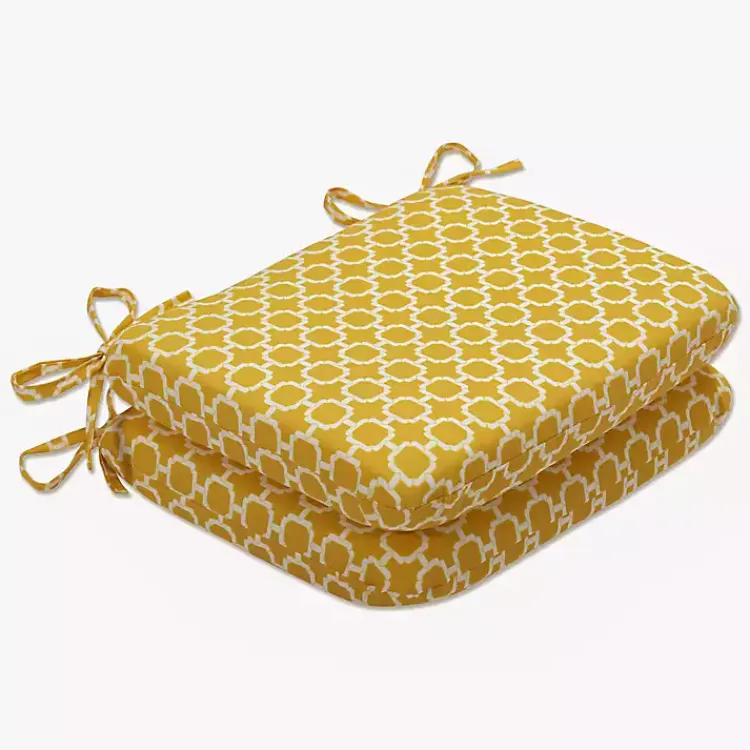 Kirklands Home Outdoor Cushions & Pillows|Rounded Outdoor Seat Cushions, Set of 2 Yellow