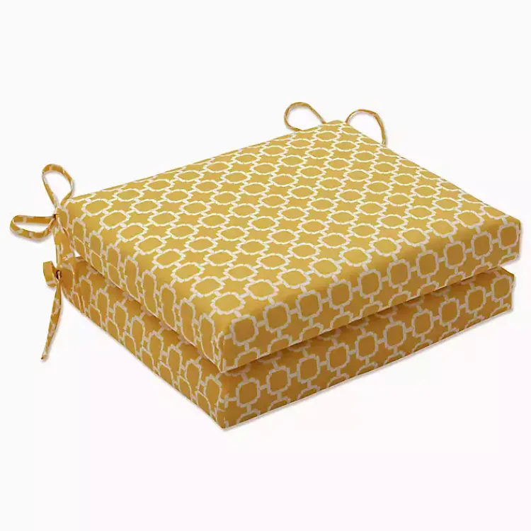 Kirklands Home Outdoor Cushions & Pillows|Square Outdoor Seat Cushions, Set of 2 Yellow