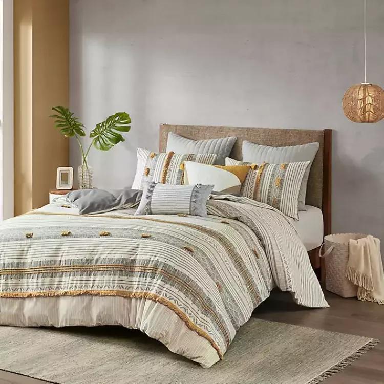 Kirklands Home Comforters|Yellow Striped 3-pc. Full/Queen Comforter Set
