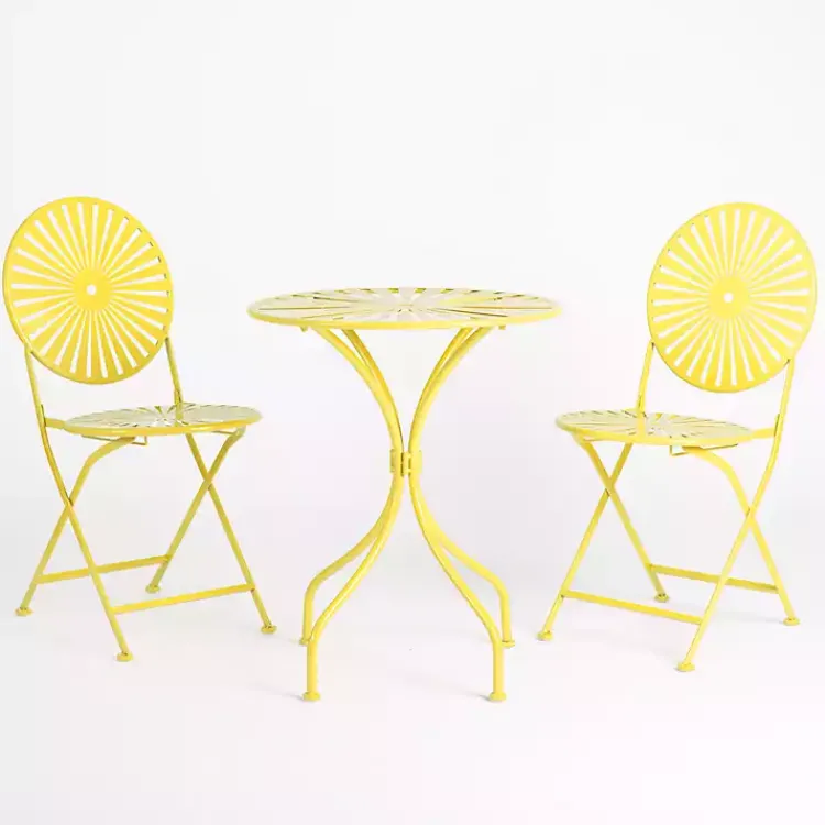 Kirklands Home Outdoor Sets|Sunburst Metal 3-pc. Outdoor Bistro Set Yellow
