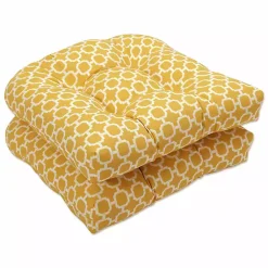 Kirklands Home Outdoor Cushions & Pillows|Tufted Outdoor Seat Cushions, Set of 2 Yellow