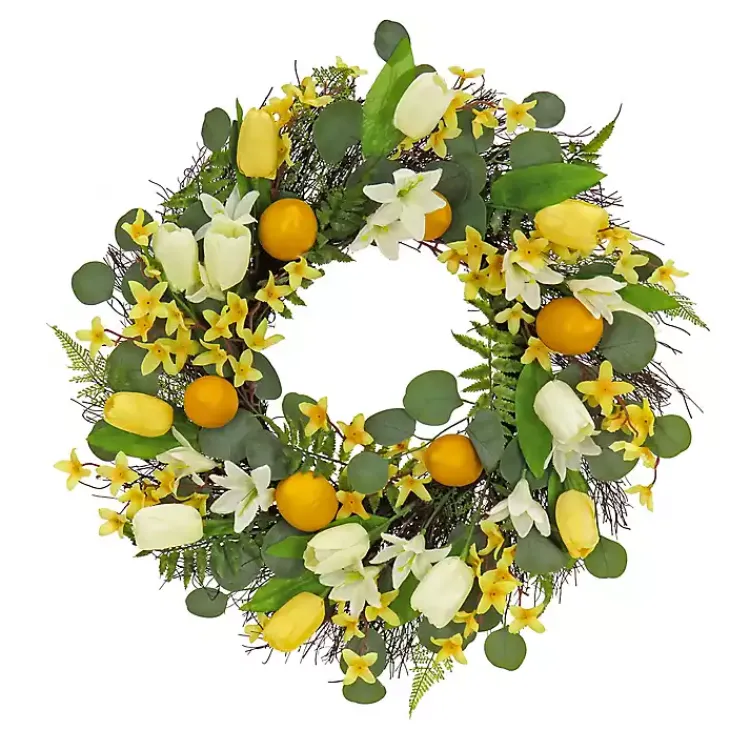 Yellow Tulip and Lemon Wreath Wreaths