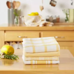Kirklands Home Kitchen Accessories|Yellow Woven Assorted Dishtowels, Set of 5