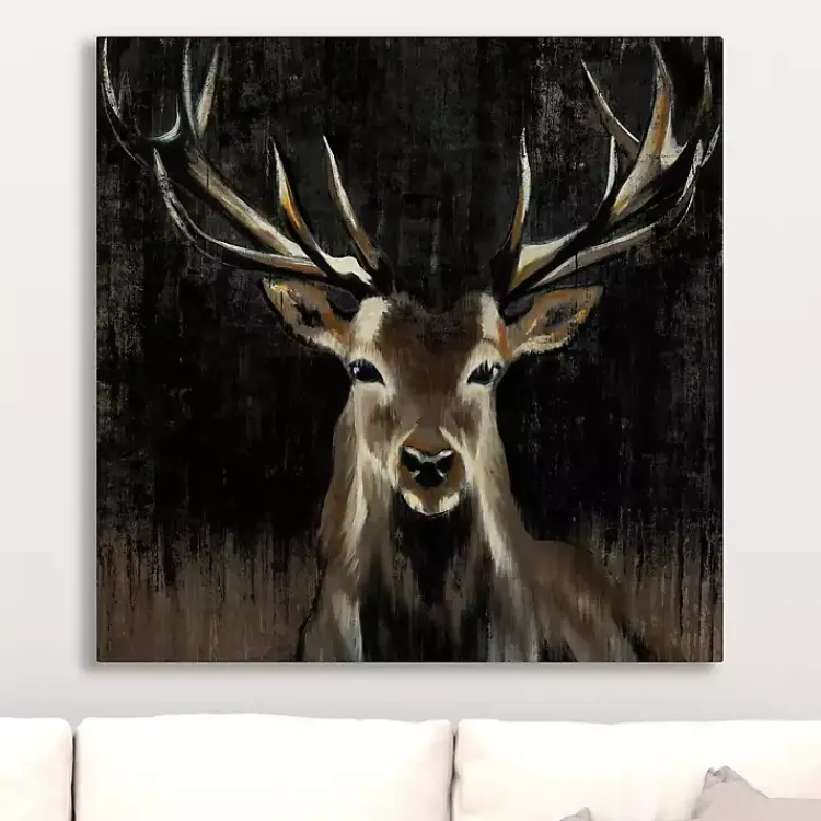 Kirklands Home Canvas Art|Young Buck Giclee Canvas Art Print, 30x30 in. Black