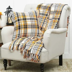 Best Zelda Orange Plaid Throw Blankets & Throws